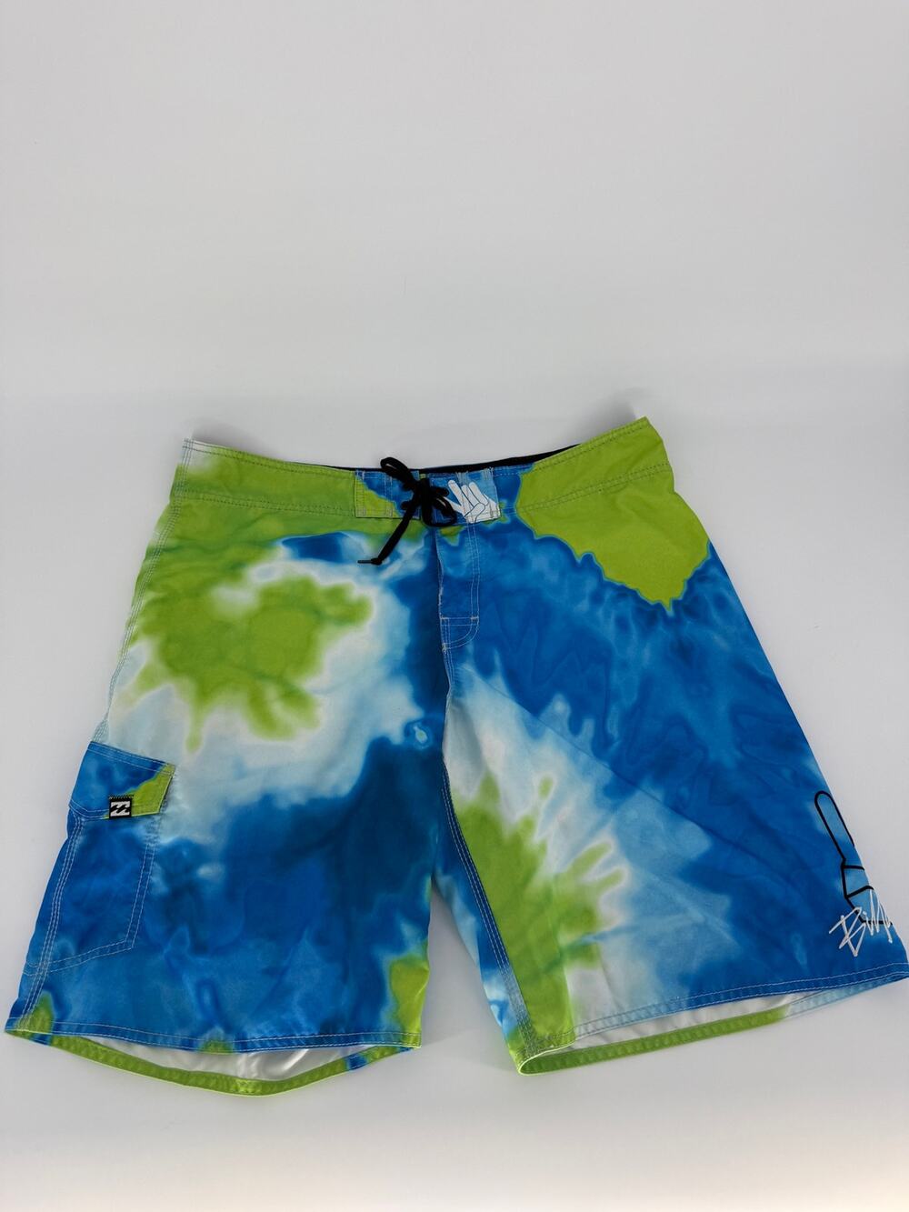 Billabong Recycler Boardshorts Mens 38 Blue Green Tie Dye Surf Swim Shorts